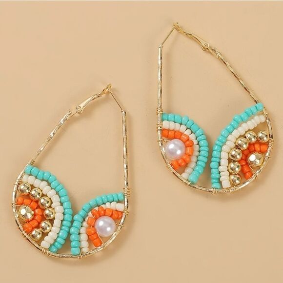 BOHO BIG TEARDROP EARRINGS - Picture 1 of 2
